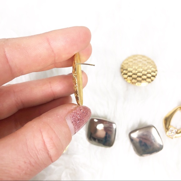 Vintage 90s silver gold earrings 4 pack stud - Picture 4 of 5